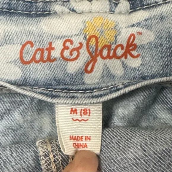 Cat & Jack Girls’ Daisy Print Denim Overall Dress / Jumper size 8 - Picture 5 of 5